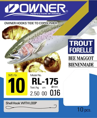 Owner Forelle Bienenmade Silber (50172) Gr. 10 - Forellenhaken gebunden