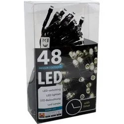 LED Lichterkette 48 LEDS Batterie Timer grünes Kabel warmweiß für innen und außen