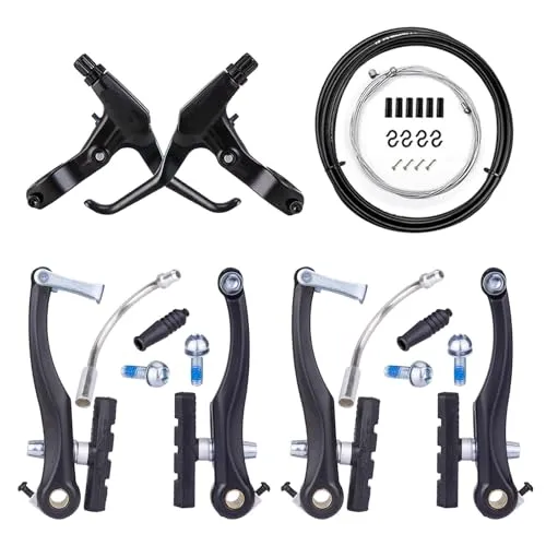 Mimoke 2 Paar V-Brake Bremssatz Bremsen für Fahrräder, V-Brake vorne und hinten Bremse mit 60 mm Bremsbelägen, Finger Bremshebel, Fahrrad Bremskabel, Aluminium