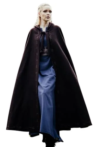 Mittelalter Umhang Wolle mit Stickerei Braun von Leonardo Carbone