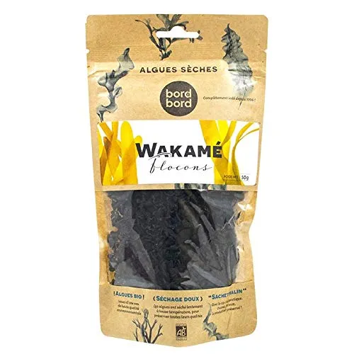 Bord à bord BIO Wakame Flocken 40g aus dem Atlantik | Undaria pinnatifida | Getrocknete Algen | Laborgeprüft für Smoothies oder als Trocken-Gemüse, Menge:1 Stück