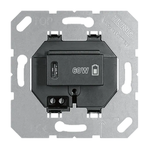 Jung USB PD60 C SW USB-Ladegerät PD 1xTyp C schwarz in schwarz von Jung