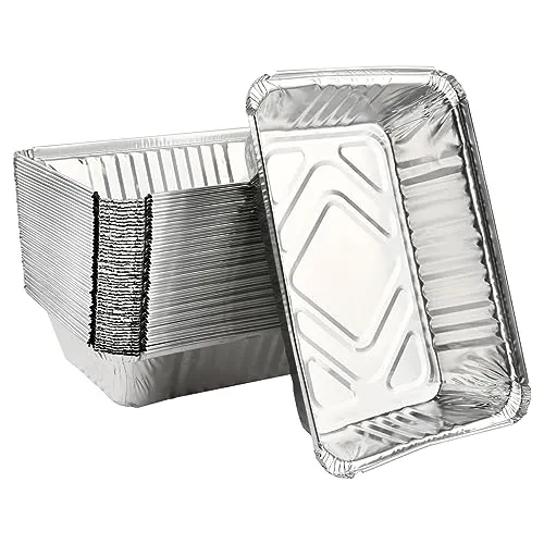 ANNTIM 50 Stück Grillschalen Aluminium, 22x15x5,5cm Grill Aluschalen Aluminium Tropfschalen, Alu Schale Grillen, Einweg-Grillschale Tropfschalen Grillschale Auflaufform für Grill, Kuchen, Obst