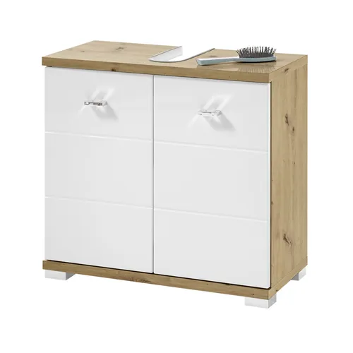 Waschbeckenunterschrank - 60 cm - Artisan Eiche - Schränke & Wandschränke, stilvoll in Weiß mit Artisan Eiche, perfekt für Ordnung im Badezimmer und platzsparend mit 60 cm Breite.