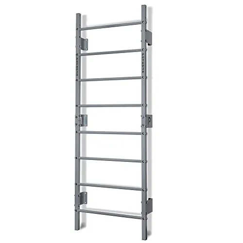 Sprossenwand mit Klimmzugstange Pull Up Bar Turngeräte Fitness Turnwand Klettergerüst bis 250kg Kletterwand Gym Sportgerät für Erwachsene Heim Turnhalle (Grau)