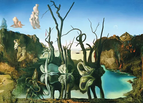 Puzzle 1000 Teile Puzzle - Puzzle - Salvador Dali Schwäne spiegeln Elefanten, Puzzleteile