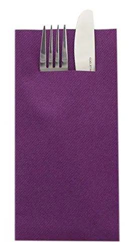Sovie HOME Besteckserviette in AUBERGINE aus Linclass Airlaid, 40 x 40cm, 1/8 Falz, 12 Stück, elegante Airlaid-Servietten mit integrierter Bestecktasche