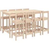 Produktbild vidaXL 9-tlg. Gartenbar-Set aus massivem Kiefernholz