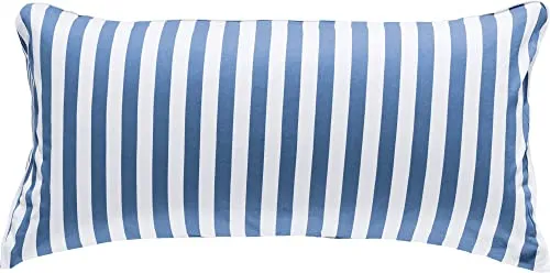Erwin Müller Wende-Kissenbezug, Kissenhülle Single-Jersey Streifen blau-weiß Größe 40x80 cm - mit Paspel, temperaturausgleichend, formstabil, pflegeleicht, mit praktischem Reißverschluss
