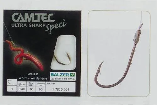 Balzer Camtec Speci Wurmhaken brüniert 60cm | #1 | 0,40mm