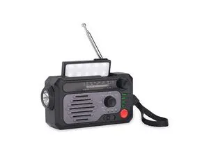 Tragbares Notfallradio 228WB mit SOS Alarm, Solar Panel, LED Lampe, Leselampe mit 10 LED, Powerbank, Handkurbel Dynamo, Radio, Bluetooth - Schwarz