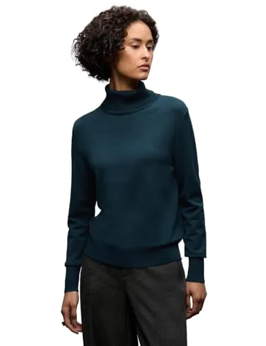 Street One Damen 3015549 Basic Rollkragen Pullover, Tide Blue, 40 EU