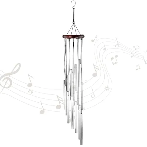 KZNKZN Windspiel für drinnen und draußen, Gedenk-Windspiel, Metall, dekoratives Windspiel mit 12 langen Röhren aus Aluminiumlegierung, für Terrasse, Balkon, Garten, Hinterhof, Heimdekoration, Geschenk