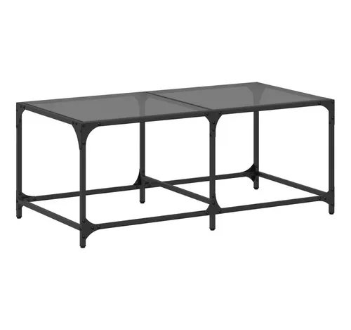 furnicato Moderner Couchtisch 98,5x50x40 cm aus schwarzem Glas und Massivholz - Der stilvolle Couchtisch aus schwarzem Glas und robustem Massivholz sorgt für ein elegantes Ambiente in Ihrem Wohnzimmer. Mit seiner schmutzabweisenden Oberfläche ist er pflegeleicht und ideal für jeden Anlass.