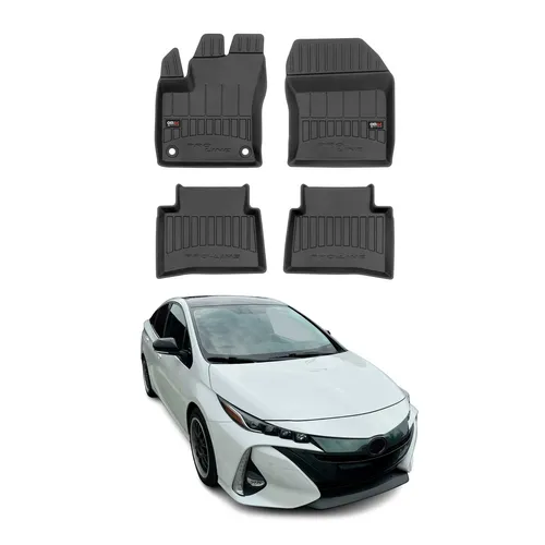 OMAC Premium Gummi Fußmatten für Toyota Prius PHV Prime 2015-2024, Schwarz, 4-teilig - Hochwertiges 4-teiliges Fußmatten-Set aus robustem, wasserfestem TPE mit Antirutsch-Eigenschaften. Ideal für optimalen Fahrzeugschutz und einfache Reinigung.