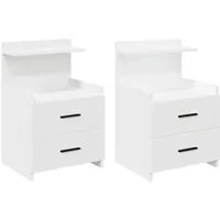 vidaXL Nachttische 2 Stk. Weiß mit 2 Schubladen von vidaXL