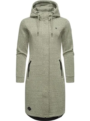 RAGWEAR Letti Long Damen Kurzmantel, Gr. XS (34), olivgrün - Funktionsjacke aus Fleece mit verstellbarer Kapuze, tailliertem Schnitt und windabweisendem Material – ideal für Übergangszeit und Outdoor-Aktivitäten.