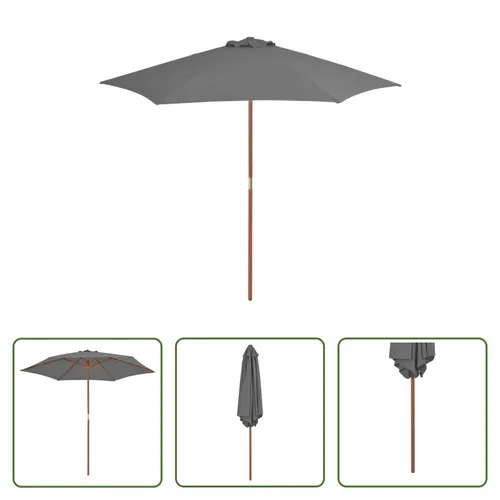 The Living Store Sonnenschirm mit Holz-Mast 270 cm Anthrazit