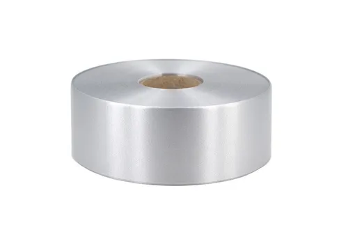 Star Geschenkband, Geschenkband Ringelband 50mm x 100m Rolle Silber