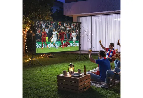 HOMCOM Leinwand Projektionsleinwand Heimkino, 4K,8K-fähig, 160° Betrachtungswinkel, Dual-Stativ, faltbar, waschbar