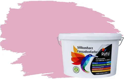 RyFo Colors Silikonharz Fassadenfarbe in Lotusrosa, 1 L - Hochdeckende Fassadenfarbe für Außenanstriche, schützt vor Schmutz und UV-Strahlen. Ideal für verschiedene Putzarten und leicht zu verarbeiten. Ergiebigkeit: ca. 6 m² pro Liter.
