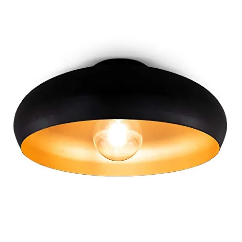 B.K.Licht Deckenleuchte Retro Schwarz-Gold - Elegante 1-flammige LED Deckenlampe im Vintage Design, ideal für Wohnzimmer, Flur und Schlafzimmer. E27 Fassung für individuelle Lichtgestaltung, ohne Leuchtmittel im Lieferumfang.