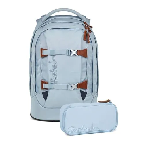satch pack Nordic Skandi Edition Schulrucksack Set 2tlg. inkl. Schlamperbox - Schulranzen Set mit innovativem 3D Soft-Mesh Rückensystem und Organizerfach. Inklusive Schlamperbox für Schreibutensilien, ideal für den modernen Schulalltag.