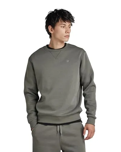 G-Star RAW Herren Premium Core Sweatshirt, Grau - Stylisches Sweatshirt für Herren - Kapuzenpullover für Herren mit geripptem Rundhalsausschnitt und G-Star RAW Stickerei, perfekt für einen lässigen Look und hohen Tragekomfort.