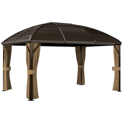Outsunny Pavillon 398x298x280 cm - Braun - Pavillon mit elegantem Hardtop, wasserdichtem Dach und stabiler Aluminiumkonstruktion für sicheren Schutz bei jedem Wetter. Ideal für Partys und Events!