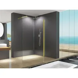BuyLando LiLy 160x200 cm Walk-In Duschwand Grauglas Gold - Moderne Walk-In Duschwand aus 10 mm ESG Glas, erhältlich in verschiedenen Glasarten. Ideal für individuelle Badezimmergestaltungen und pflegeleicht. Verleihen Sie Ihrem Bad mit dieser eleganten Duschabtrennung einen stilvollen Akzent.