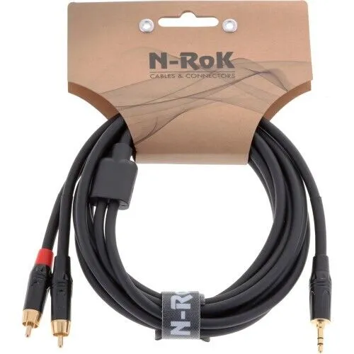 N-RoK Premium Kabel Klinke 3,5mm stereo / 2x Cinch 3m | Neu