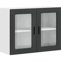 vidaXL Küchen-Hängeschrank Porto Schwarz - Ein praktischer Wandschrank aus langlebigem Holzwerkstoff mit Glastüren, ideal zur optimalen Raumnutzung in Ihrer Küche und für eine stilvolle Präsentation Ihrer Küchengeräte.