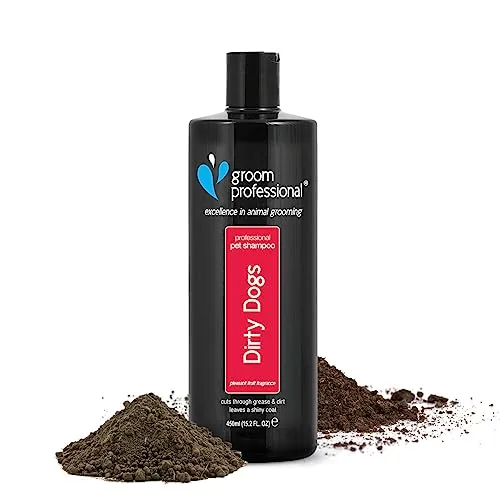 GROOM PROFESSIONAL Dirty Dogs Hundeshampoo - Hundeshampoo Gegen Geruch - Tiefenreinigendes Shampoo für Hunde - Für Schmutziges & Fettiges Fell - Hinterlässt das Fell Weich & Sauber, 450ml