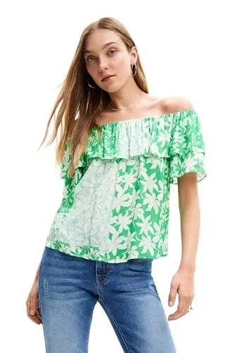 DESIGUAL T-SHIRT MANICHE CORTE DONNA VERDE