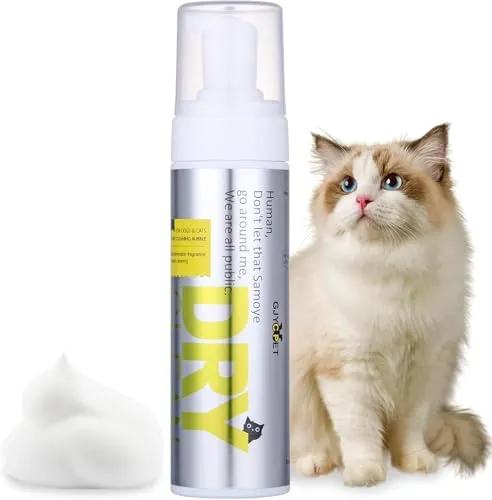 Trockenshampoo Hund & Katze – Wasserloses Hundeshampoo Schaum für empfindliche & juckende Haut – Sanfte Reinigung ohne Ausspülen – Anti-Juckreiz Trockenpflege, 200 ml
