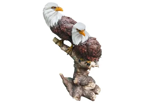 Aspinaworld Gartenfigur Zwei Weißkopfseeadler Figuren auf einem Stamm 33 cm