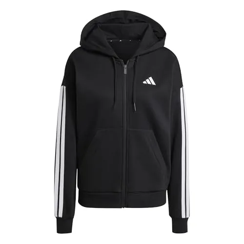 ADIDAS Damen Kapuzensweat Essentials 3-Streifen Full-Zip Fleece - Hoodies aus weichem, recyceltem Material für optimalen Tragekomfort und umweltbewusste Fashion. Mit Kapuze und durchgehendem Reißverschluss, perfekt für einen sportlichen Look.