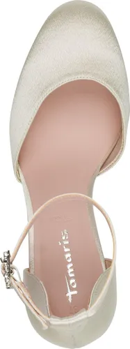 Tamaris Damen Pumps mit Blockabsatz, weiß, 40 EU - Elegante Damen Pumps mit verführerischem Blockabsatz und runder Schuhspitze. Das Touch-it Memory Foam-Fußbett sorgt für hohen Komfort, während die Schnalle sicheren Halt bietet. Ideal für festliche Anlässe und besondere Momente.