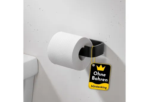 Bürstenking Toilettenpapierhalter ohne Bohren, Selbstklebender Klopapierhalter, WC-Rollenhalter, 3M-Kleber