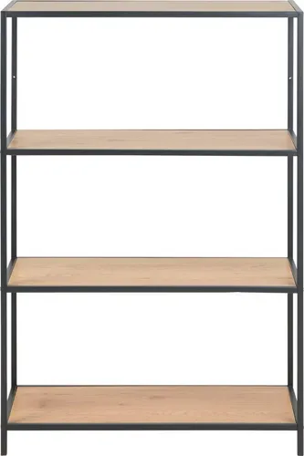AC-Design Bücherregal Seaford, schwarz / wildeiche - Stylisches Industrial-Regal aus mattschwarzem Metall und MDF-Holz in wildeiche-Optik. Mit 4 Ebenen und 18 kg Tragkraft pro Fach ideal für Bücher und Dekoration.