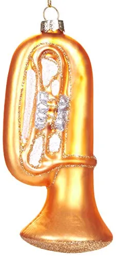 BRUBAKER Tuba - Handbemalte Weihnachtskugel aus Glas - Mundgeblasener Christbaumschmuck Figuren lustig Deko Anhänger Baumkugel - 13 cm