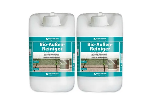 HOTREGA® Bio Außenreiniger - 2x5L Terrassen- und Pflasterreiniger - Allzweckreiniger für die nachhaltige Reinigung von Stein- und Holzflächen, 100% biologisch abbaubar und nicht bienengefährlich, ideal für Gehwege und Terrassen.