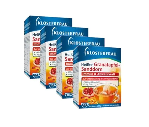 Klosterfrau Heißer Granatapfel-Sanddorn | Immun-Boost - Tees mit Vitamin C & Zink zur Stärkung der Abwehrkräfte in der kalten Jahreszeit. Einfach zubereitet, sorgt das wohlschmeckende Getränk für angenehmes Wohlbefinden.