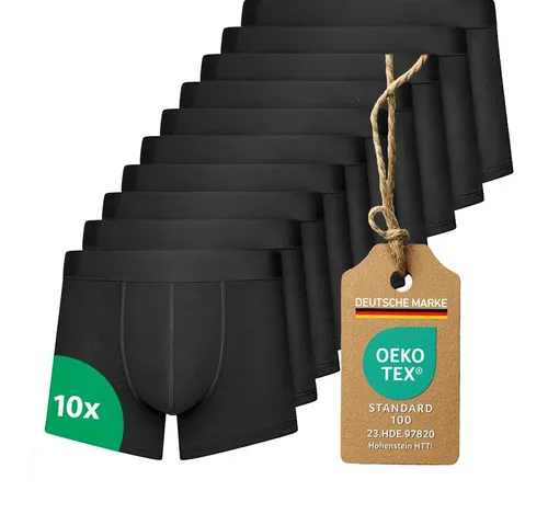 Kemes Boxershorts Unterhosen Herren 10er Pack Boxershorts Herren schwarz Baumwolle (Set, 10 Stück) kein kratzendes Etikett