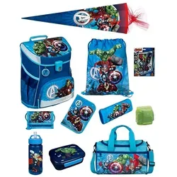 Avengers Schulranzen Set 15tlg Scooli Campus Fit Schultasche 1. Klasse mit Sporttasche und Schultüte 85cm Schulanfang Einschulung - Blau