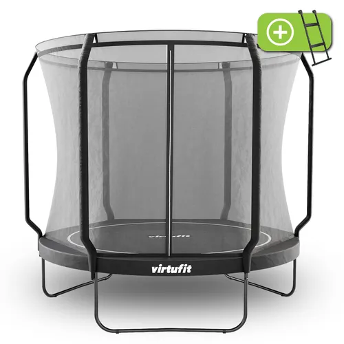 VirtuFit Premium Trampolin 251 cm mit Sicherheitsnetz und Leiter
