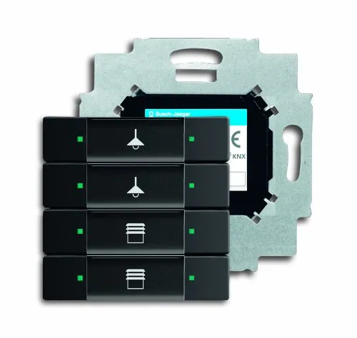 Busch-Jaeger 6127/01-885 Eingangsmodul Tiefschwarz (RAL 9005) - Zubehör für Befehls- und Meldegeräte, ideal für KNX-Installationen mit praktischem Beschriftungsfeld und transparentem Beschriftungsbogen.