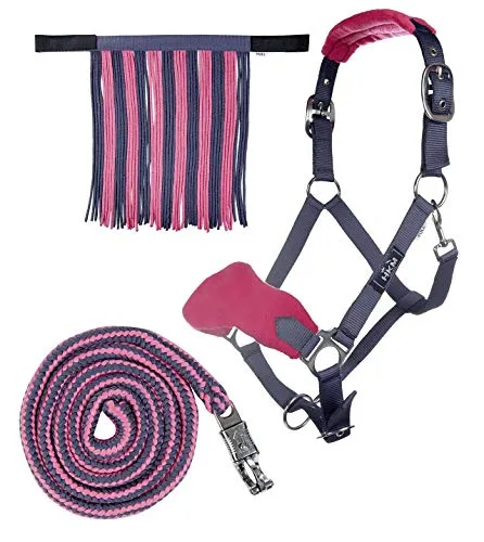 HKM 10734 Halfterset, Halfter Fliegenfransen Strick 180cm Panikhaken, Pony VB WB