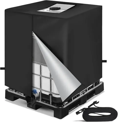 IBC Tank Abdeckung 1000L NEVERLAND 420D IBC Container Cover Abdeckplane für Wassertank IBC Behälterabdeckung Wassertank staubdichte Anti-UV-Schutzabdeckung 120 * 100 * 116cm Schwarz