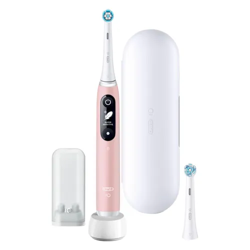 Oral-B iO 6 Sensitive Edition - Elektrische Zahnbürste mit Magnet-Technologie, 5 Putzmodi und interaktivem Display für optimale Zahnpflege, pink sand